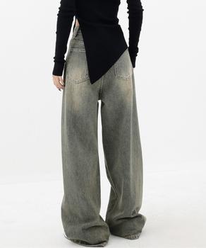 ヴィンテージ風ワイドデニムパンツ美脚 送料無料 即日発送-7