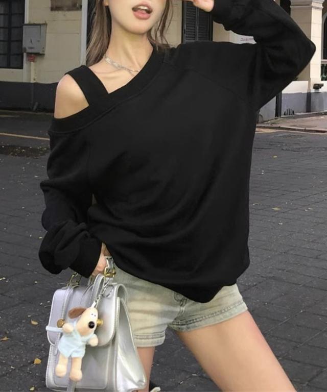 ワンショルダースウェットレディース 送料無料 即日発送-4