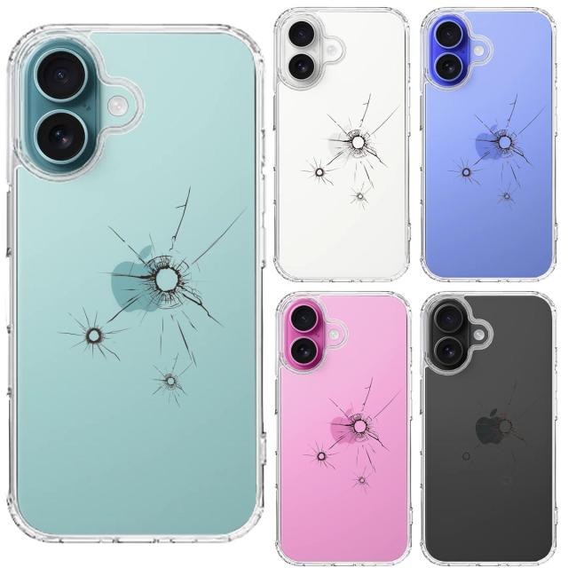 iPhone16 ケース クリア 銃の弾痕 2 スマホケース 側面ソフト 背面ハード ハイブリッド 送料無料-1