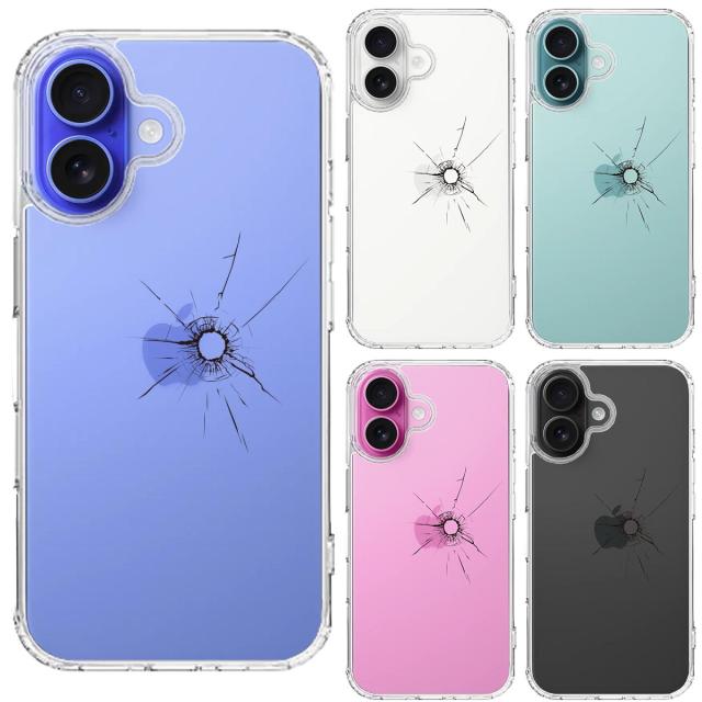 iPhone16 ケース クリア 銃の弾痕 スマホケース 側面ソフト 背面ハード ハイブリッド  送料無料-1