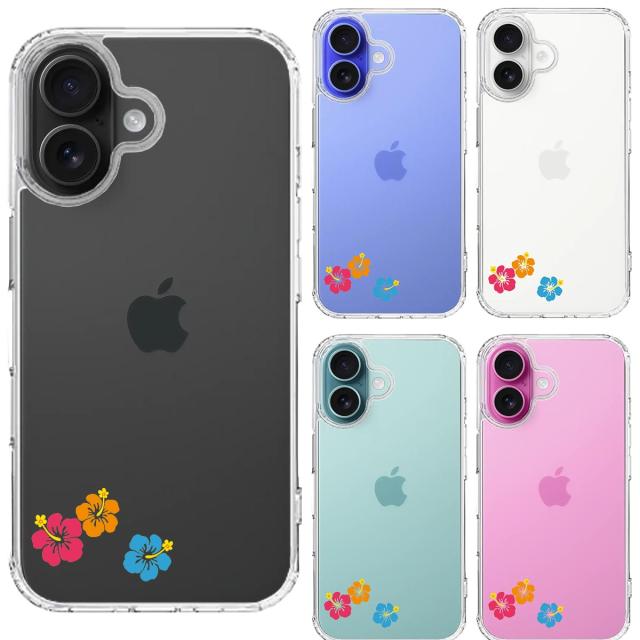 iPhone16 ケース クリア ちっちゃい ハイビスカス スマホケース 側面ソフト 背面ハード ハイブリッド 送料無料-1