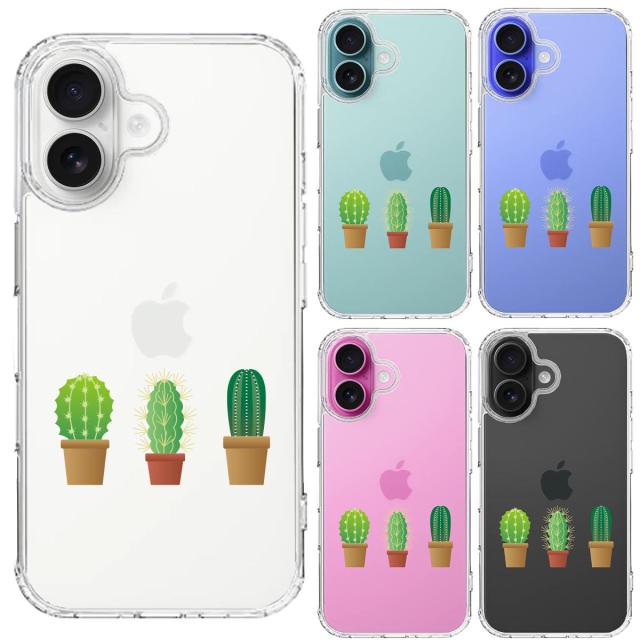 iPhone16 ケース クリア サボテン 多肉植物 スマホケース 側面ソフト 背面ハード ハイブリッド 送料無料-1