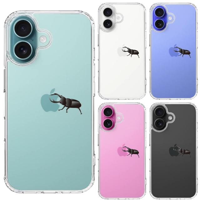 iPhone16 ケース クリア クワガタムシ 2 昆虫 スマホケース 側面ソフト 背面ハード ハイブリッド 送料無料-1