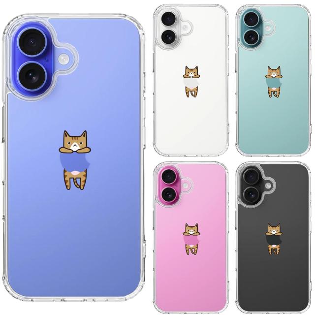 iPhone16 ケース クリア ぶらさがり にゃんこ 1 スマホケース 側面ソフト 背面ハード ハイブリッド 送料無料-1
