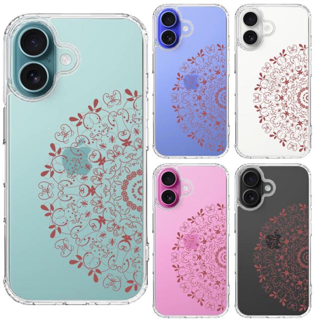 iPhone16 ケース クリア 曼荼羅 模様 2 スマホケース 側面ソフト 背面ハード ハイブリッド  送料無料-1