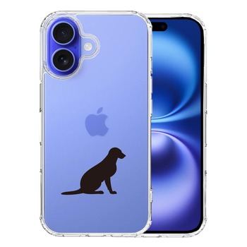 iPhone16 ケース クリア 犬 シルエット ラブラドールレトリバー2 スマホケース 側面ソフト 背面ハード ハイブリッド 送料無料-0