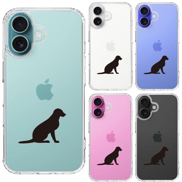 iPhone16 ケース クリア 犬 シルエット ラブラドールレトリバー2 スマホケース 側面ソフト 背面ハード ハイブリッド 送料無料-1