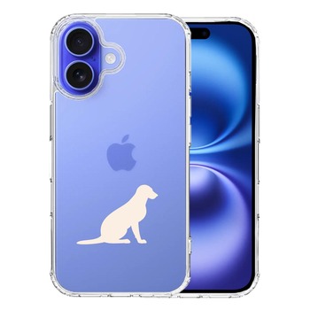 iPhone16 ケース クリア 犬 シルエット ラブラドールレトリバー２ 白 スマホケース 側面ソフト 背面ハード ハイブリッド  送料無料-0