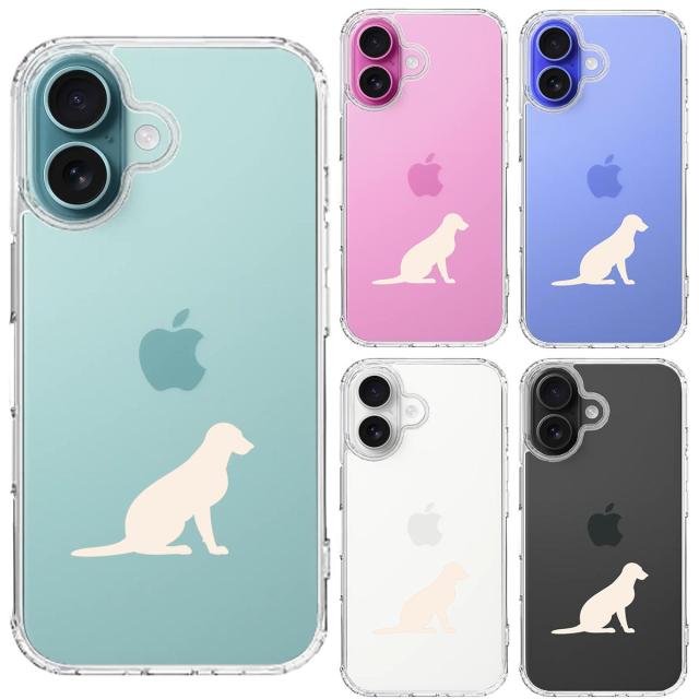 iPhone16 ケース クリア 犬 シルエット ラブラドールレトリバー２ 白 スマホケース 側面ソフト 背面ハード ハイブリッド  送料無料-1
