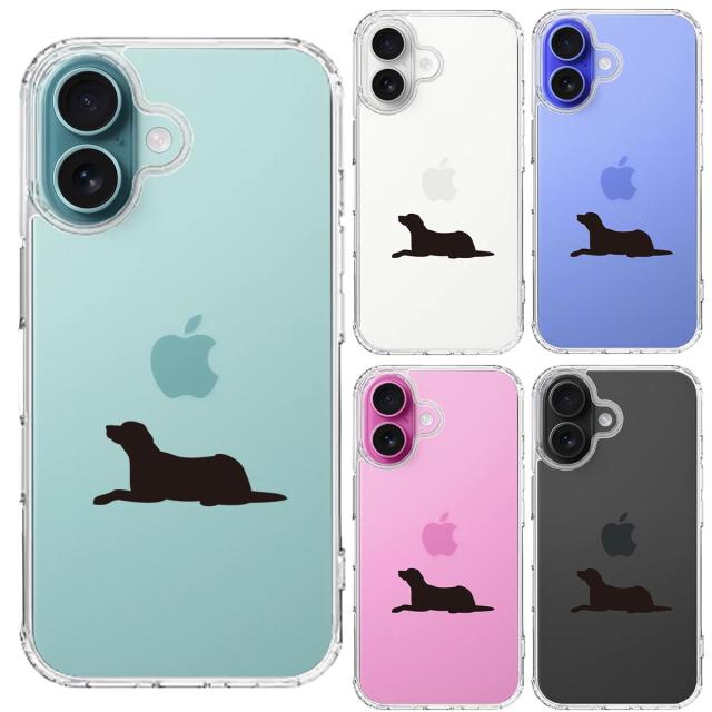 iPhone16 ケース クリア 犬 シルエット ラブラドールレトリバー スマホケース 側面ソフト 背面ハード ハイブリッド  送料無料-1