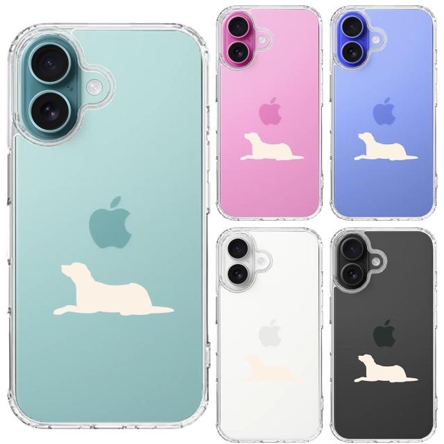 iPhone16 ケース クリア 犬 シルエット ラブラドールレトリバー 白 スマホケース 側面ソフト 背面ハード ハイブリッド  送料無料-1