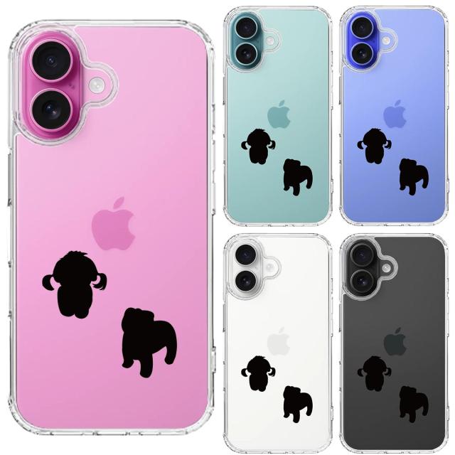 iPhone16 ケース クリア 子犬シルエット パピー ブラック スマホケース 側面ソフト 背面ハード ハイブリッド  送料無料-1
