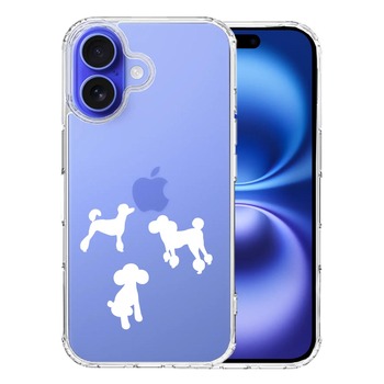 iPhone16 ケース クリア 陽だまり トイプードル もふもふ わんこ 白 スマホケース 側面ソフト 背面ハード ハイブリッド 送料無料-0
