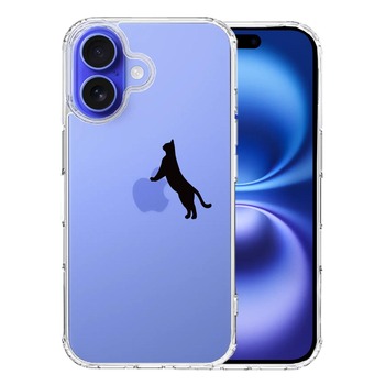iPhone16 ケース クリア ねこ 猫 リンゴで伸び スマホケース 側面ソフト 背面ハード ハイブリッド 送料無料-0