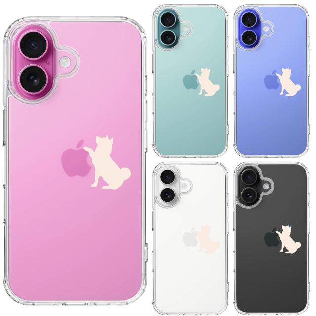 iPhone16 ケース クリア わんこ お手 ホワイト スマホケース 側面ソフト 背面ハード ハイブリッド 送料無料-1