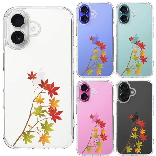 iPhone16 ケース クリア 季節 紅葉 もみじ 秋 2 スマホケース 側面ソフト 背面ハード ハイブリッド  送料無料-1