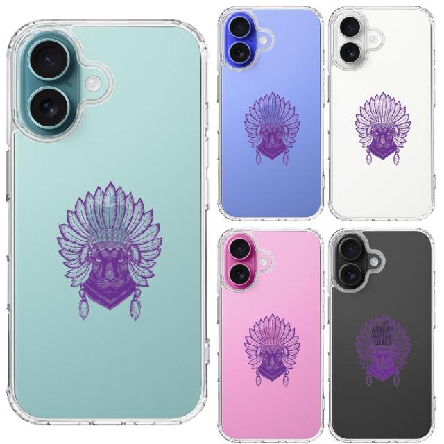 iPhone16 ケース クリア ネイティブアメリカン ヒョウ 豹 スマホケース 側面ソフト 背面ハード ハイブリッド 送料無料-1