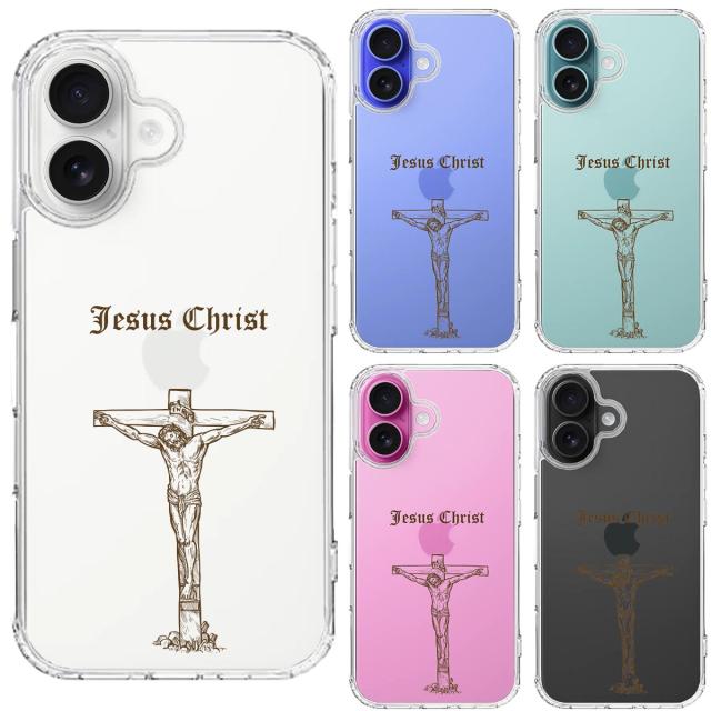 iPhone16 ケース クリア イエス キリスト様 スマホケース 側面ソフト 背面ハード ハイブリッド  送料無料-1