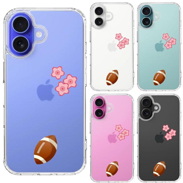 iPhone16 ケース クリア ラグビー 桜 さくら スマホケース 側面ソフト 背面ハード ハイブリッド  送料無料-1