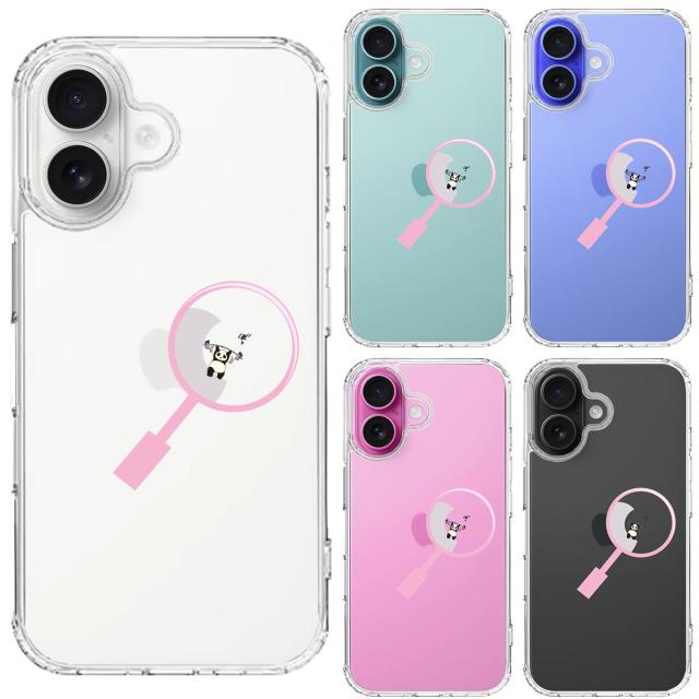 iPhone16 ケース クリア よく見たら パンダ トレーニング中 スマホケース 側面ソフト 背面ハード ハイブリッド  送料無料-1