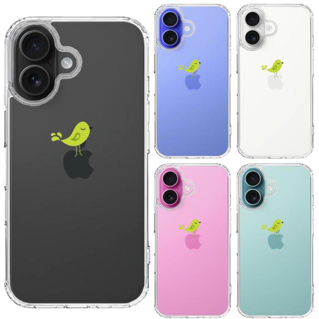 iPhone16 ケース クリア 鳥 グリーン スマホケース 側面ソフト 背面ハード ハイブリッド 送料無料-1