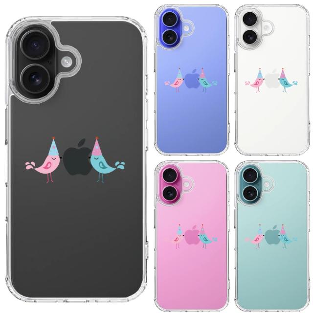 iPhone16 ケース クリア 可愛い 鳥 カップル スマホケース 側面ソフト 背面ハード ハイブリッド 送料無料-1