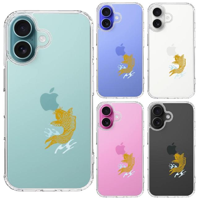 iPhone16 ケース クリア 錦鯉 スマホケース 側面ソフト 背面ハード ハイブリッド  送料無料-1