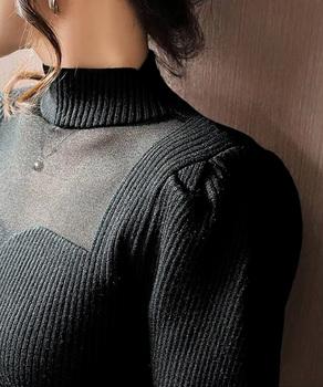 ニットトップス プチハイネックレディース 送料無料 即日発送-3