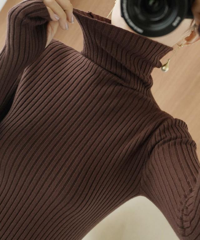 ニットトップス ハイネック 指穴デザイン 送料無料 即日発送-8