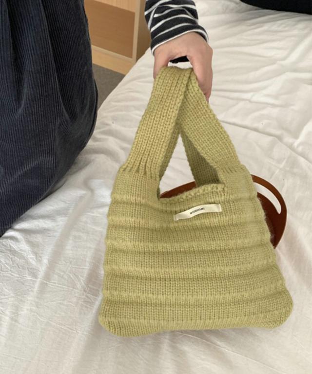 ミニハンドバッグ 英字ロゴ ニットバッグ 送料無料 即日発送-3