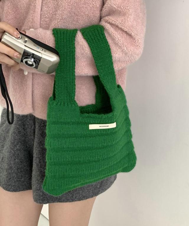 ミニハンドバッグ 英字ロゴ ニットバッグ 送料無料 即日発送-5