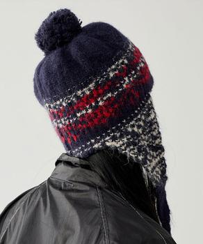 ニット帽子 レディース 配色 紐付き 送料無料 即日発送-5