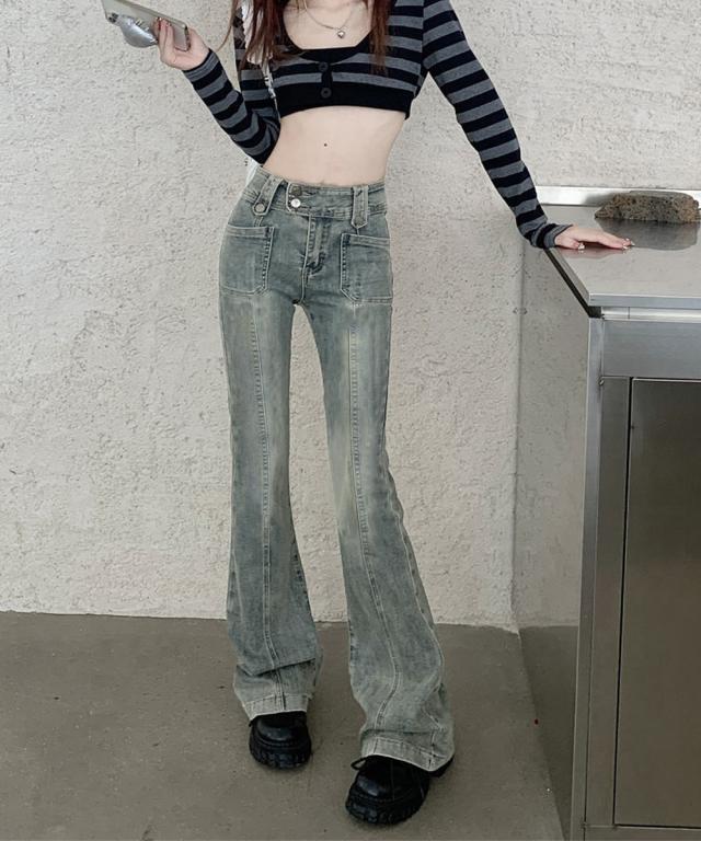 セミフレアデニムパンツ ヴィンテージ風 送料無料 即日発送-1