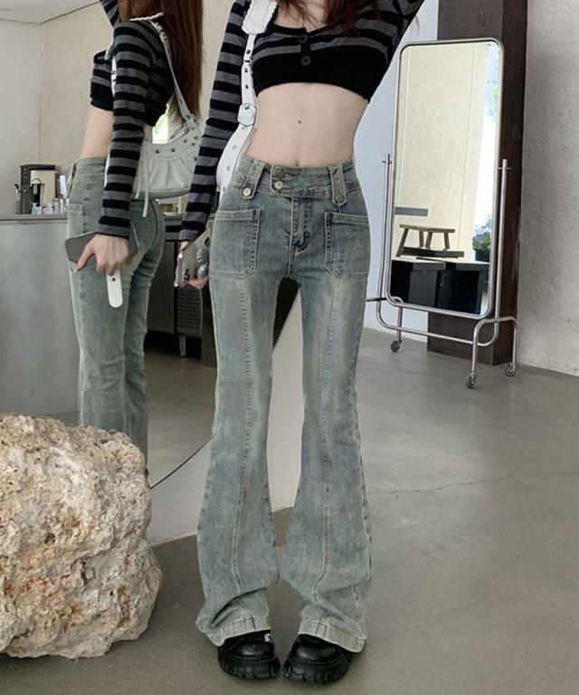 セミフレアデニムパンツ ヴィンテージ風 送料無料 即日発送-4