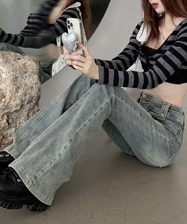 セミフレアデニムパンツ ヴィンテージ風 送料無料 即日発送-5