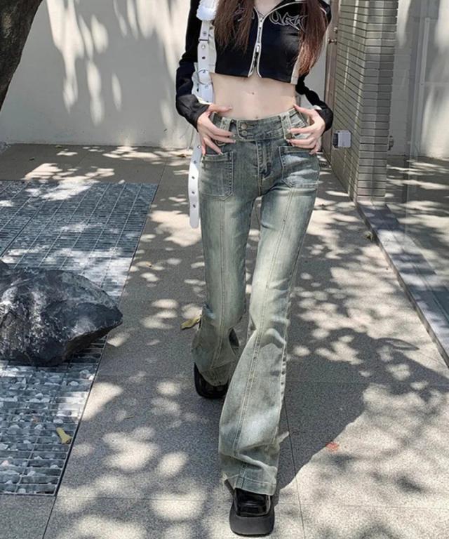 セミフレアデニムパンツ ヴィンテージ風 送料無料 即日発送-8