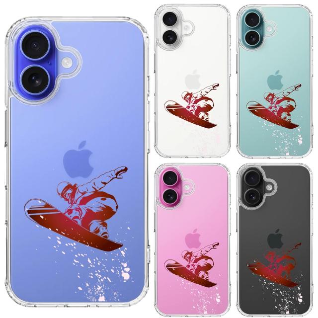 iPhone16 ケース クリア スノーボード 女子 スマホケース 側面ソフト 背面ハード ハイブリッド 送料無料-1
