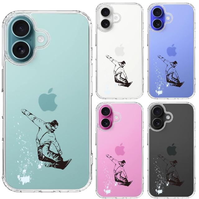 iPhone16 ケース クリア アクロバティックスノーボード スマホケース 側面ソフト 背面ハード ハイブリッド 送料無料-1
