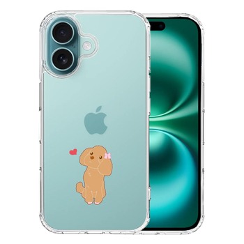 iPhone16 ケース クリア プードル ハート スマホケース 側面ソフト 背面ハード ハイブリッド  送料無料-0