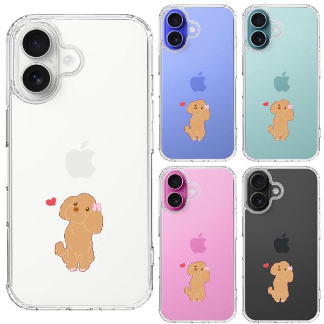 iPhone16 ケース クリア プードル ハート スマホケース 側面ソフト 背面ハード ハイブリッド  送料無料-1
