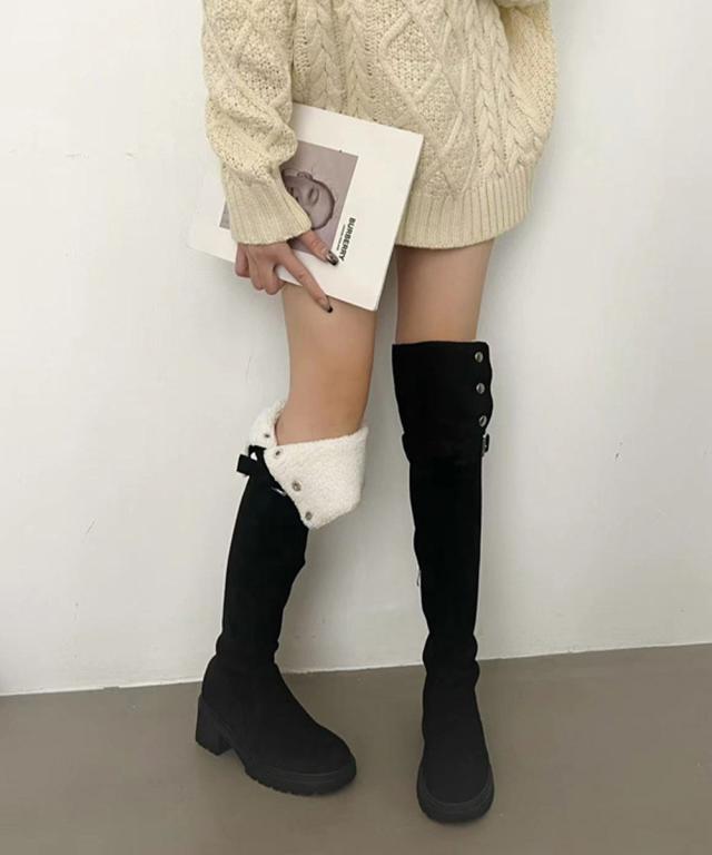 ニーハイブーツ ロングブーツ スエード調 送料無料 即日発送-2