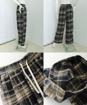 ワイドパンツ チェック柄 レディース 送料無料 即日発送-9