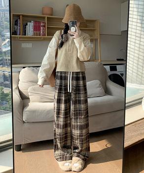 ワイドパンツ チェック柄 レディース 送料無料 即日発送-6