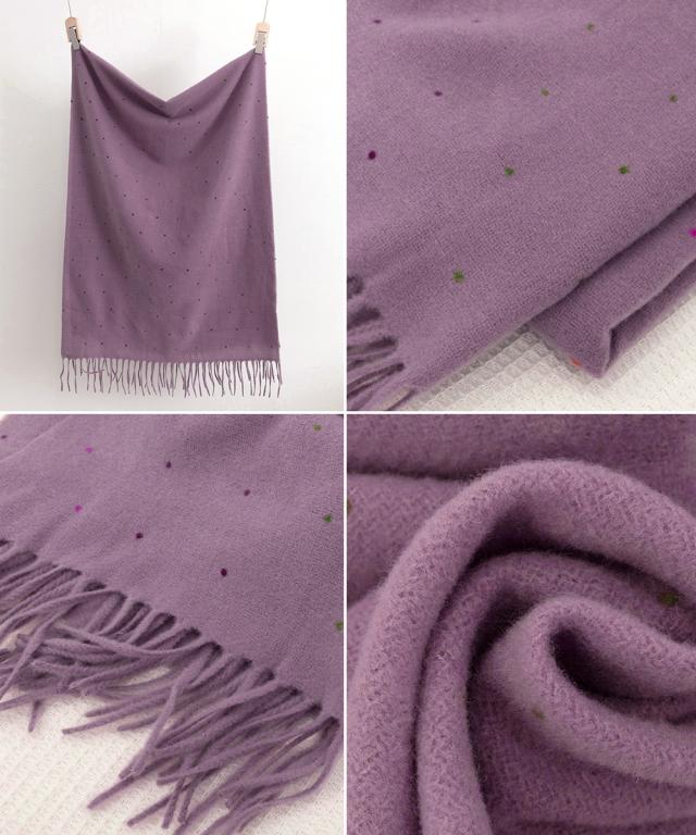 ドット柄 大判マフラーフリンジストール冬 送料無料 即日発送-2