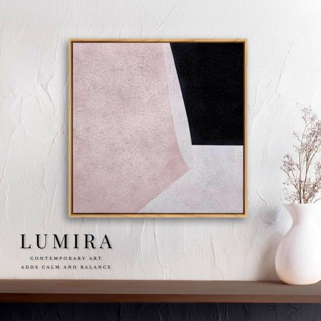 デザインアート 32.5cm 正方形 アートパネル クライン 北欧 シンプル モダン 絵 額付き ベージュ 送料無料-1