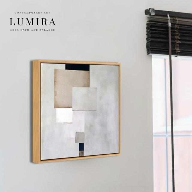 デザインアート 32.5cm 正方形 アートパネル エルヴァ 北欧 シンプル モダン 絵 額付き ベージュ 送料無料-2