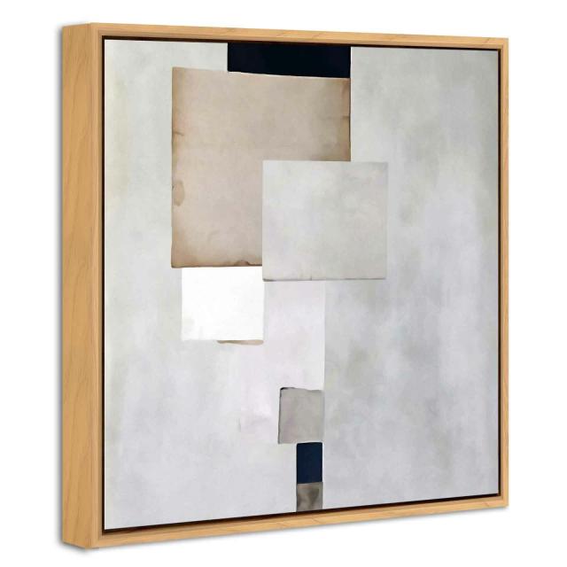 デザインアート 32.5cm 正方形 アートパネル エルヴァ 北欧 シンプル モダン 絵 額付き ベージュ 送料無料-1