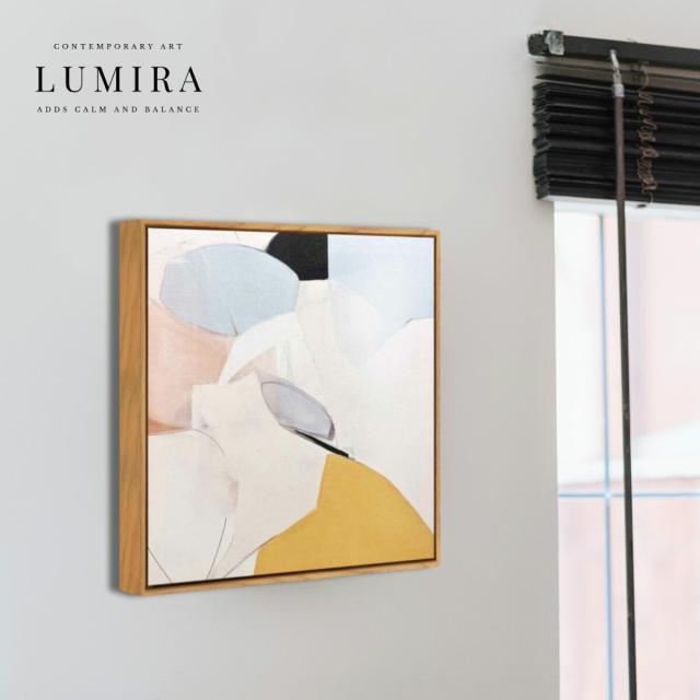 デザインアート 32.5cm 正方形 アートパネル ヘイヴン 北欧 シンプル モダン 絵 額付き ベージュ 送料無料-3