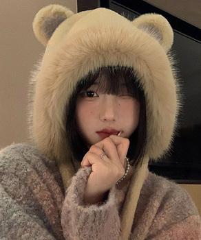 レディースファー帽子 くま耳帽子 暖かい 送料無料 即日発送-2