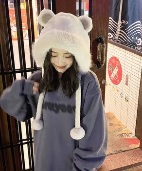 レディースファー帽子 くま耳帽子 暖かい 送料無料 即日発送-5